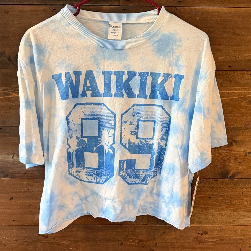 No Boundaries Blue & White Waikiki 89 Tie-Dye Tee
